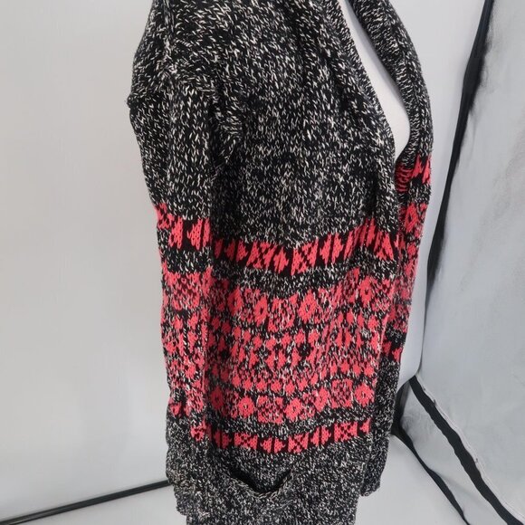 Express Black White Pink Marled Long Duster Style Sweater Size Small - Picture 4 of 8